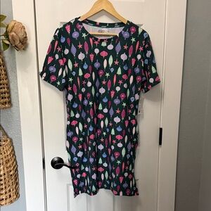 Jockey night shirt with Pink, Green and Light Blue Ornament Print